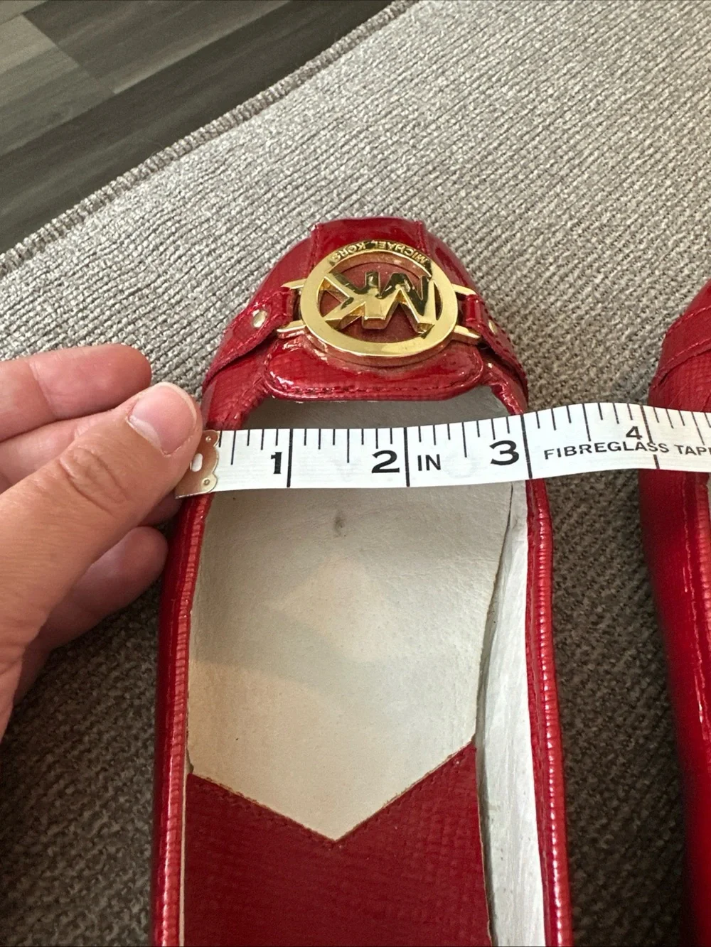 Michael Kors Red Patent MK Logo Slip-On Flats